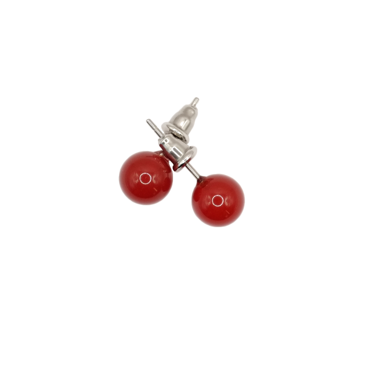 Boucles d'oreilles boule cornaline 8mm