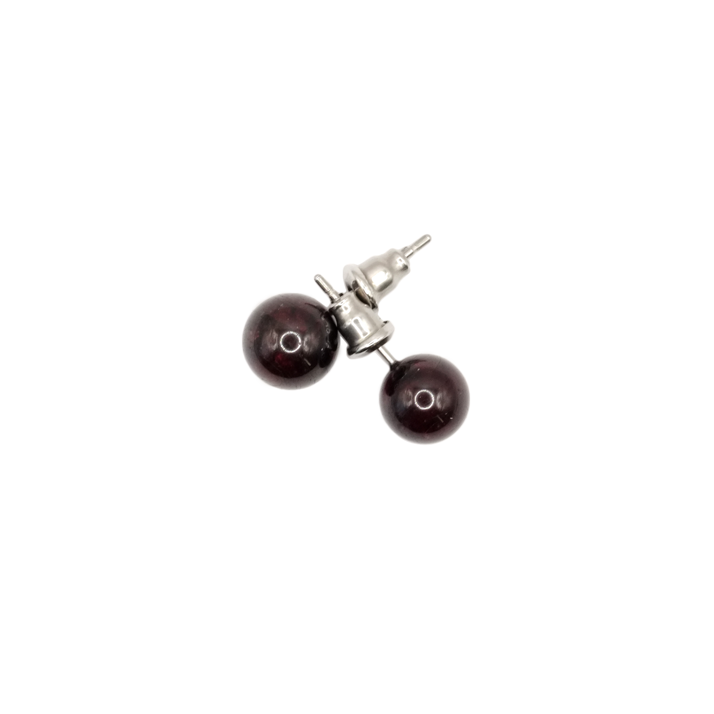 8mm Red Garnet Ball Earrings