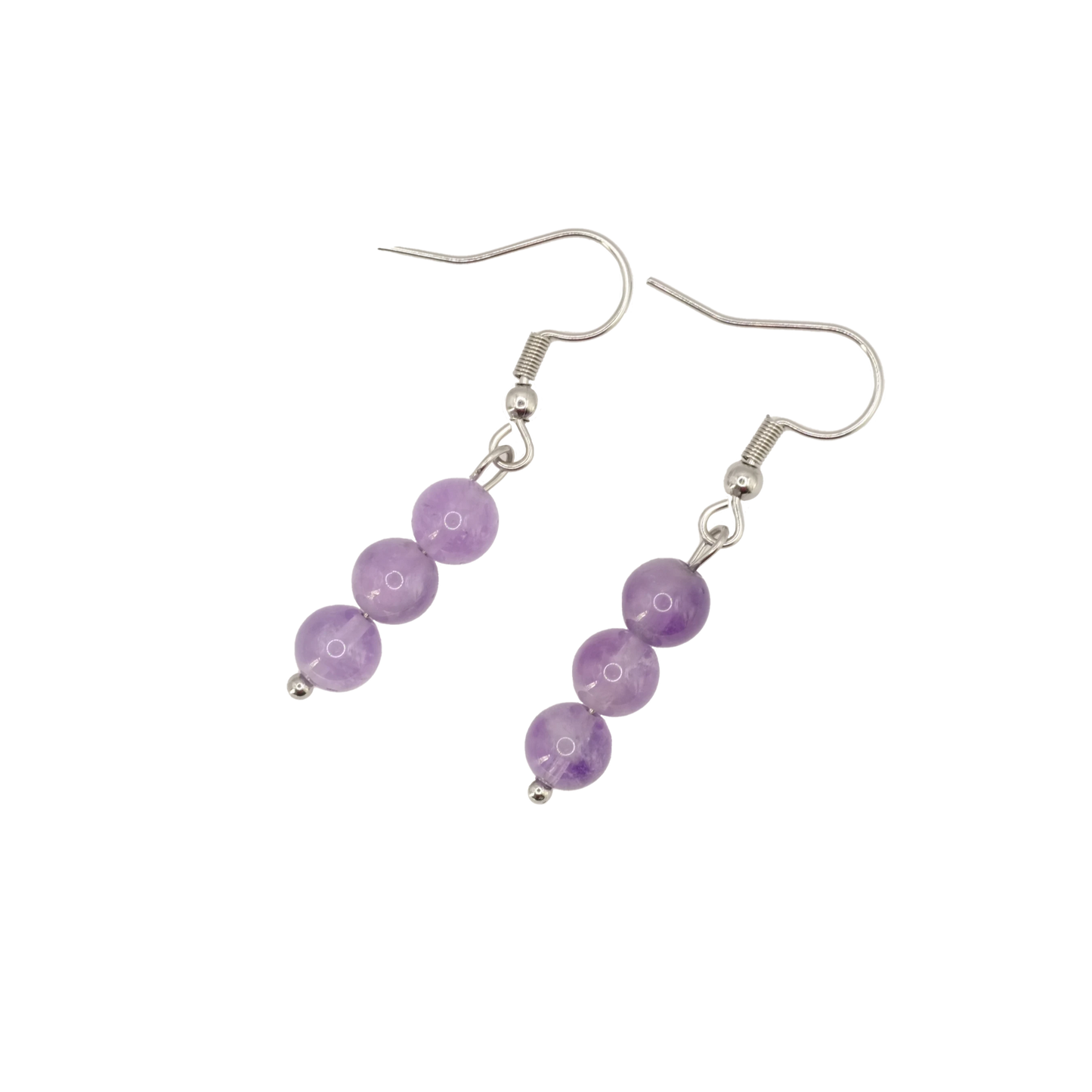 Boucles d'oreilles boules améthyste 6mm