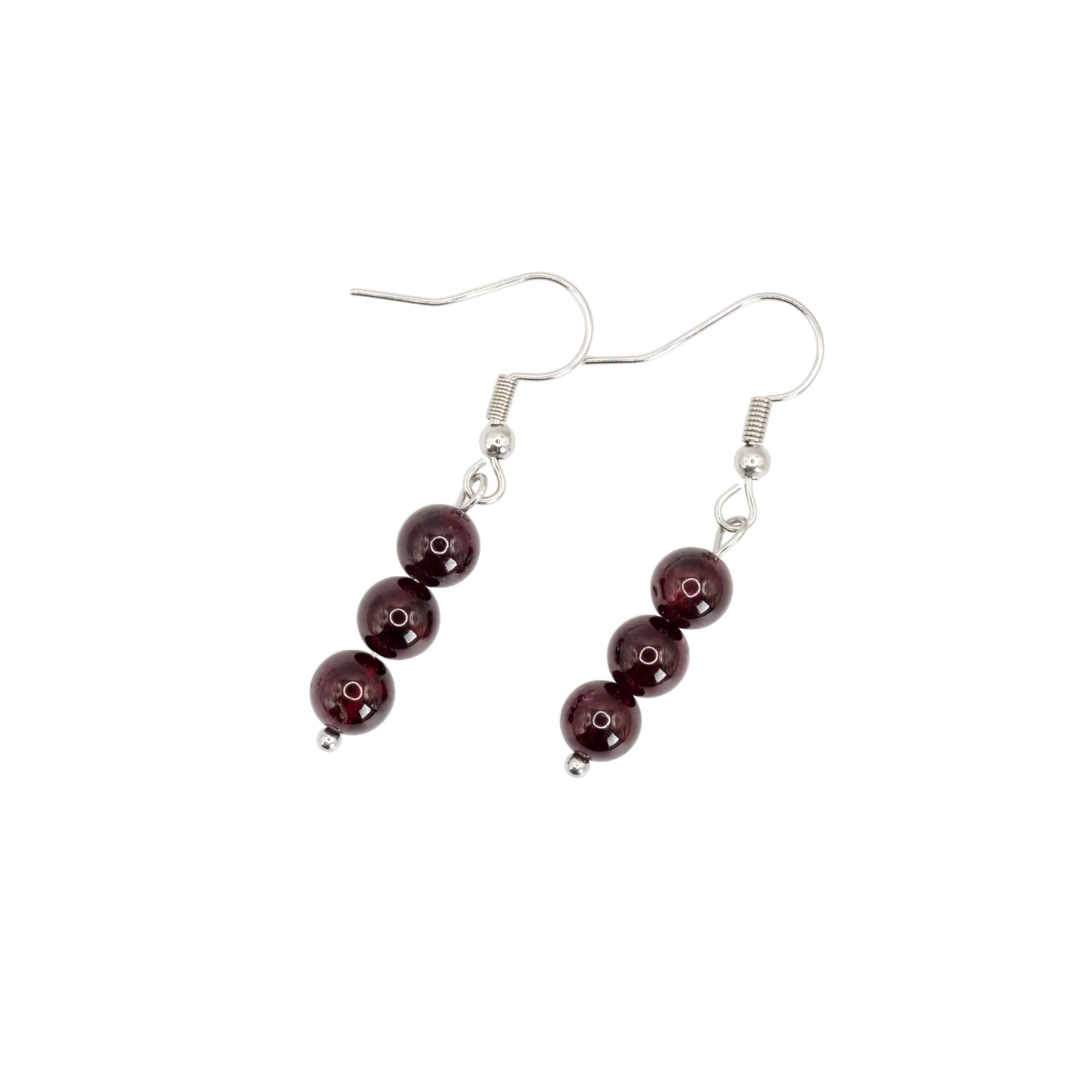 Boucles d'oreilles boules grenat rouge 6mm