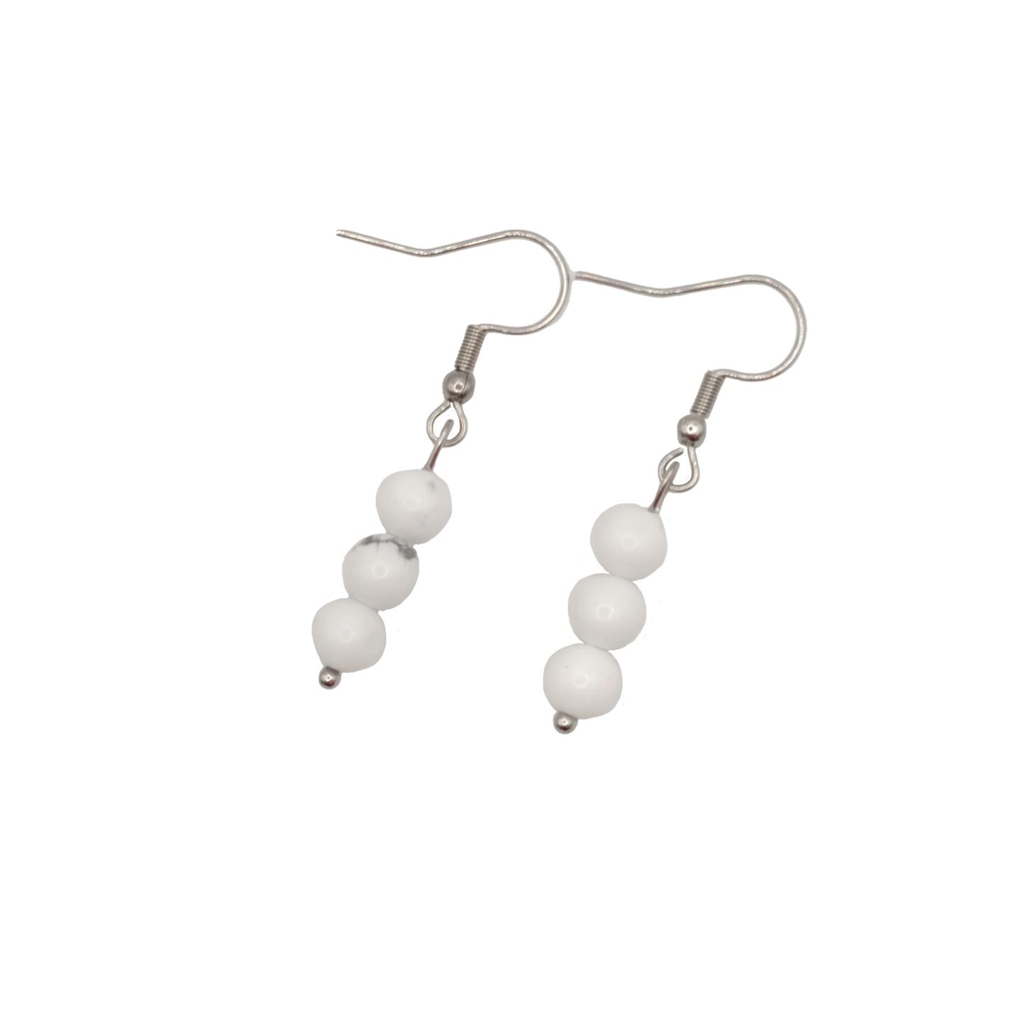 Boucles d'oreilles boules howlite 6mm