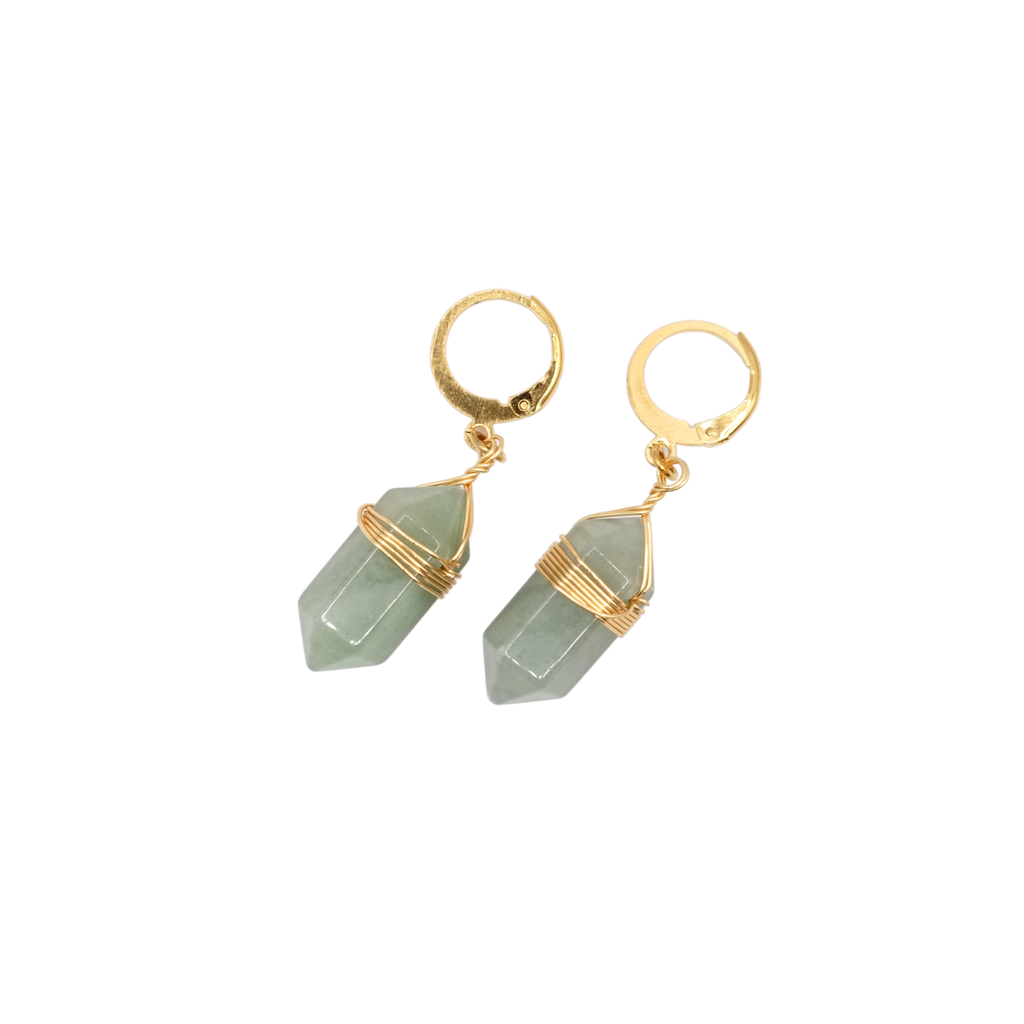 Boucles d'oreilles pointe aventurine verte 20mm