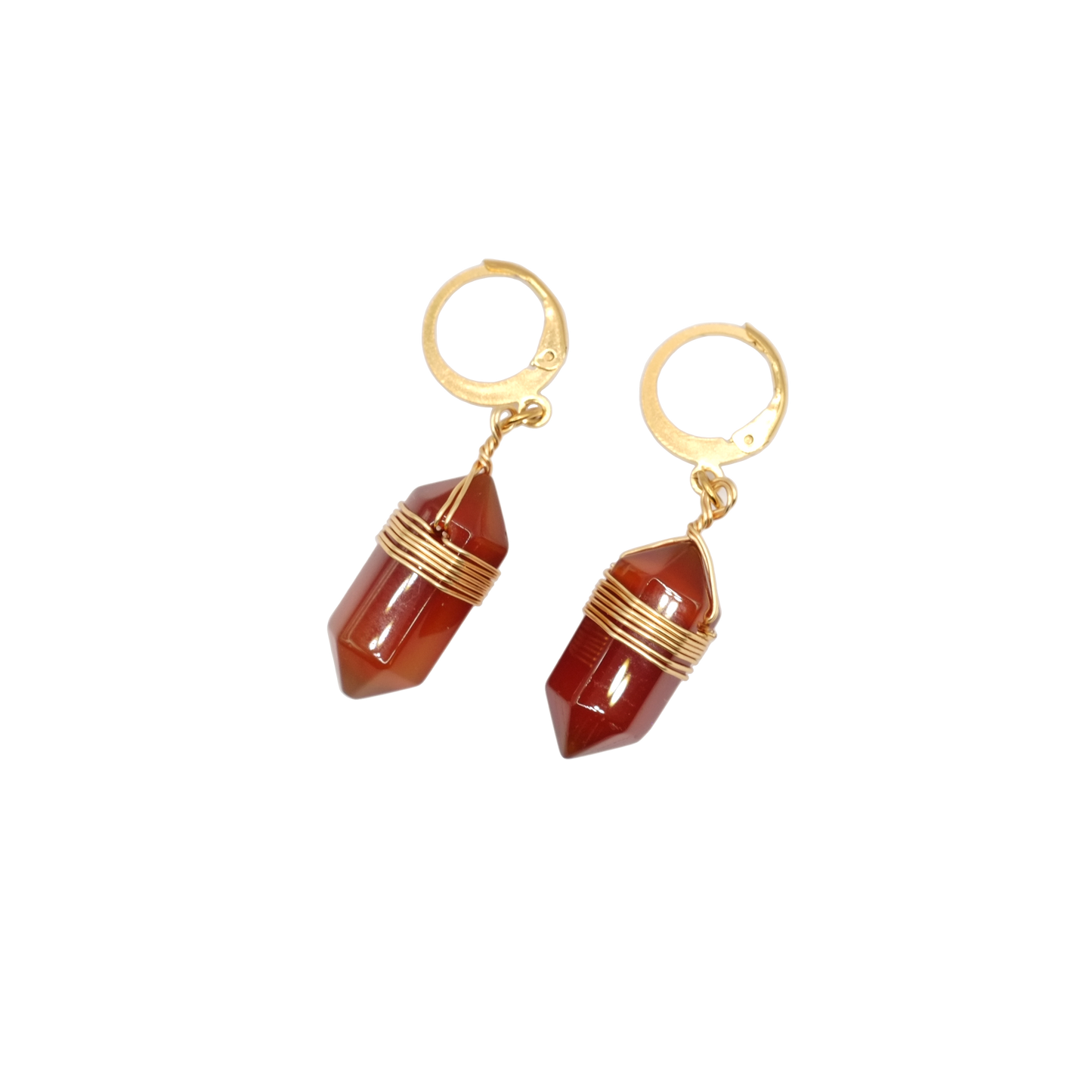 Boucles d'oreilles pointe cornaline 20mm
