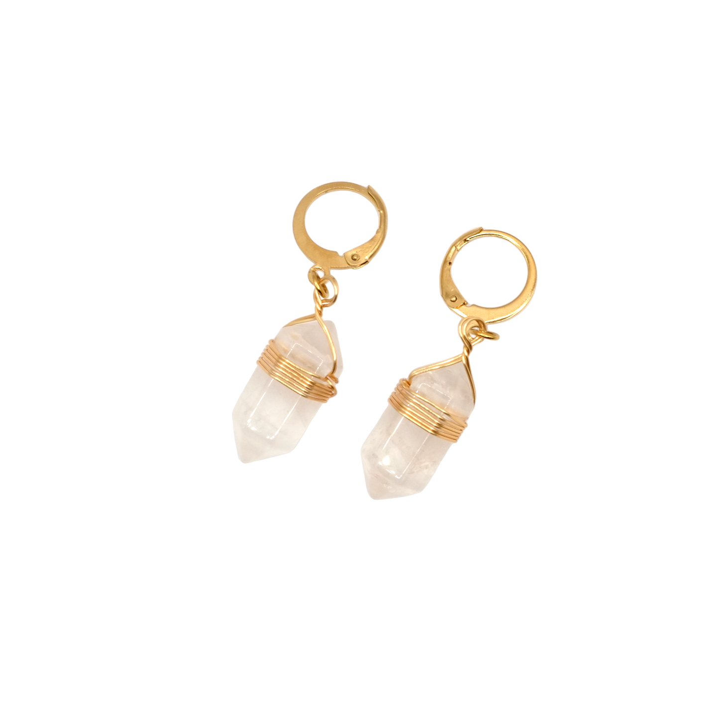 Boucles d'oreilles pointe cristal de roche 20mm