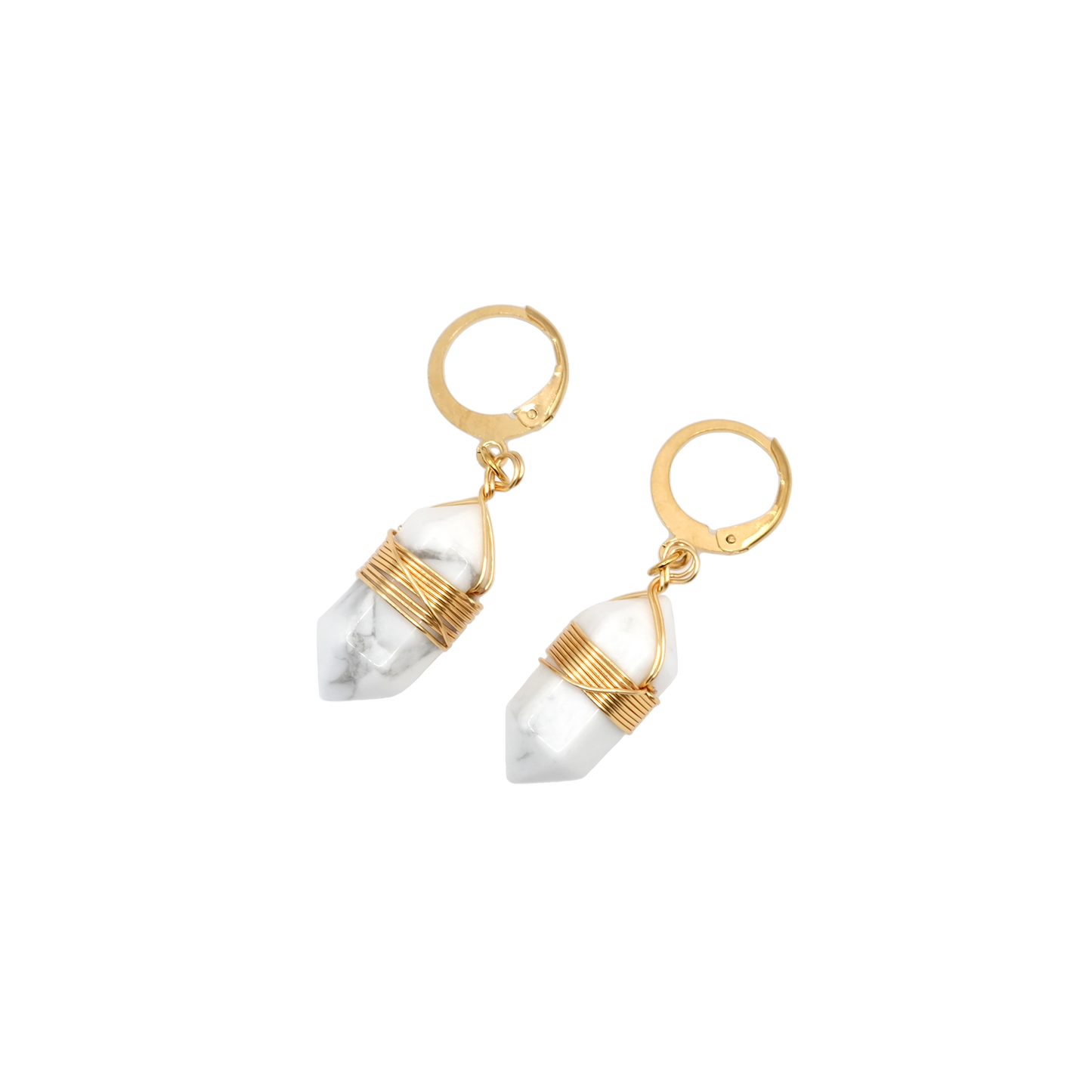 Boucles d'oreilles pointe howlite 20mm