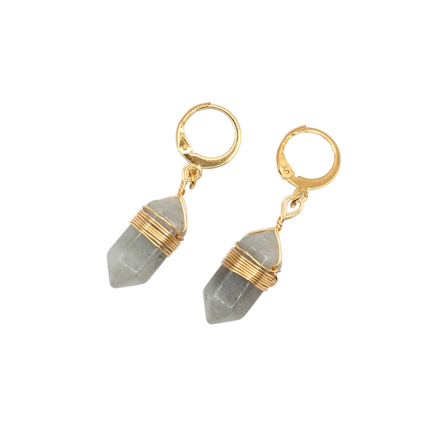 Boucles d'oreilles pointe labradorite 20mm