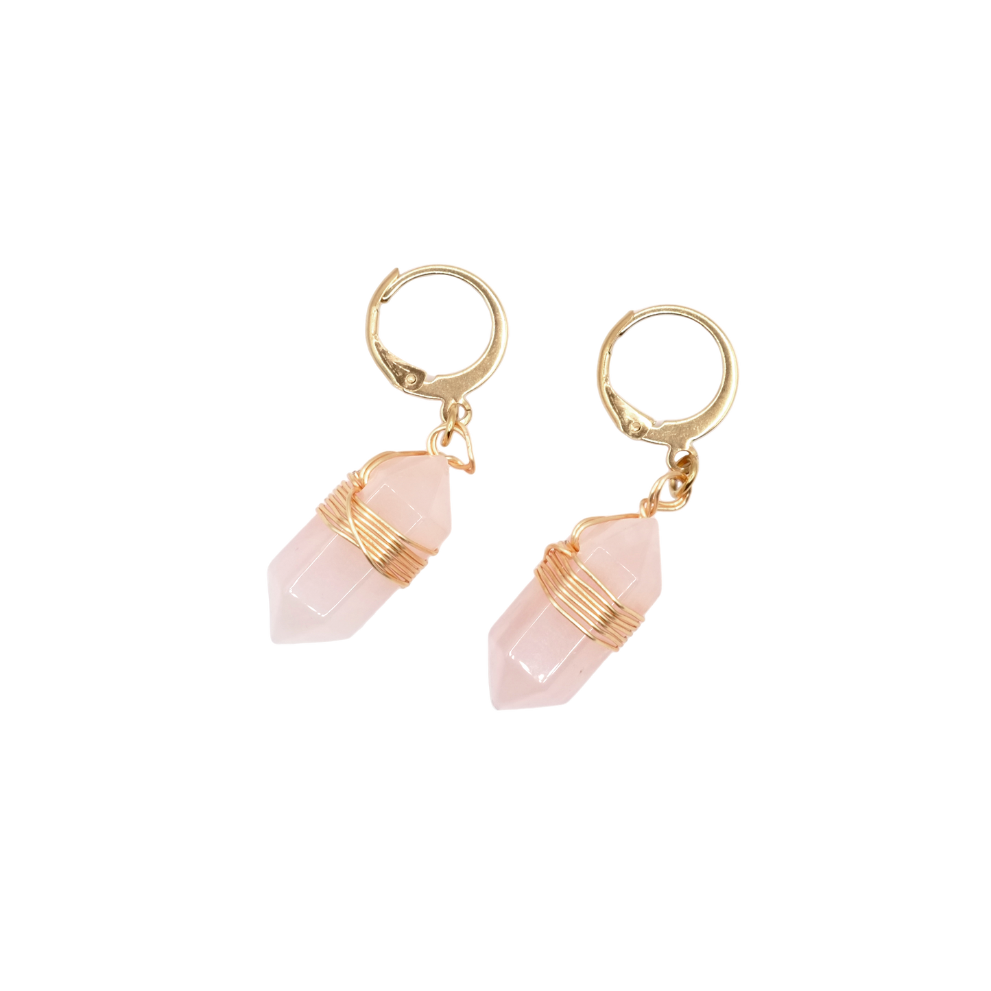 Boucles d'oreilles pointe quartz rose 20mm
