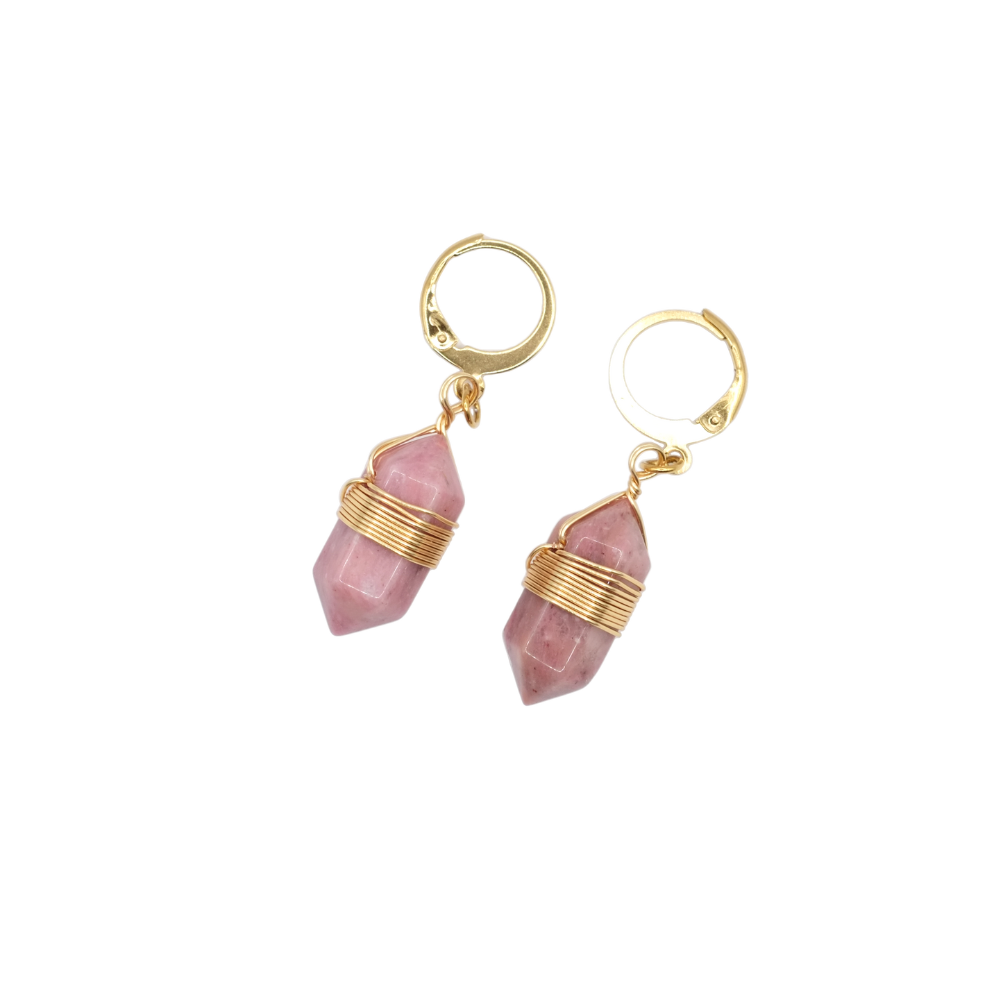 Boucles d'oreilles pointe rhodonite 20mm