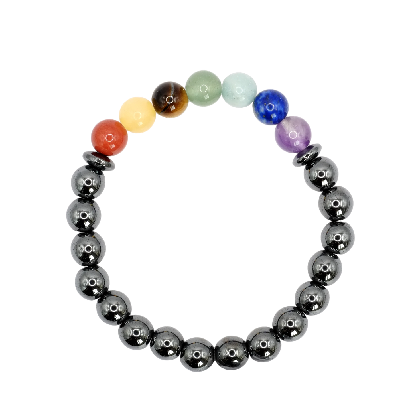 Bracelet 7 chakras + hématite 8mm