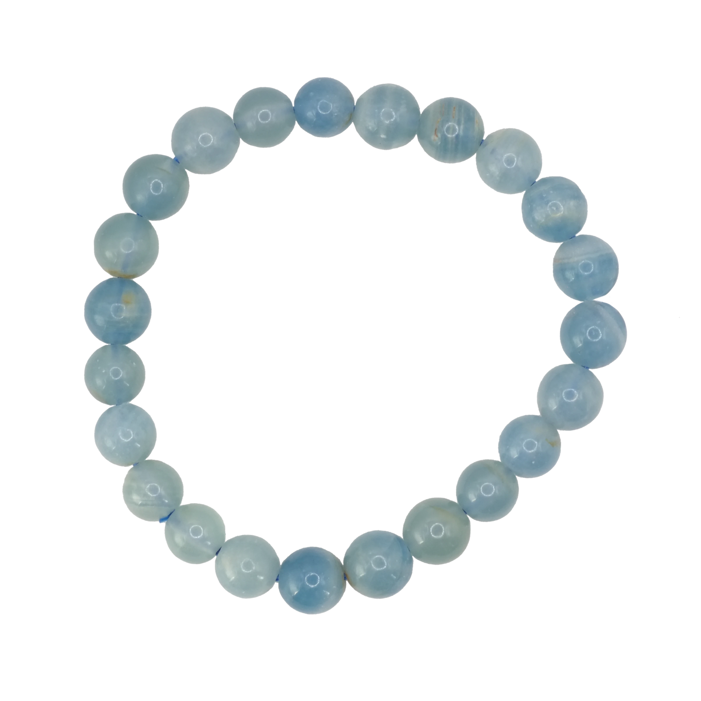Bracelet boule en calcite bleue du Mexique de qualité AAA