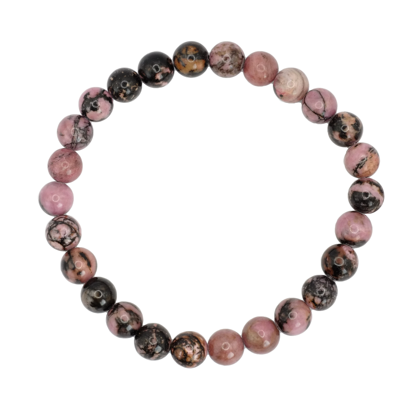 Bracelet boule en rhodonite de Madagascar de qualité AB - Taille 2