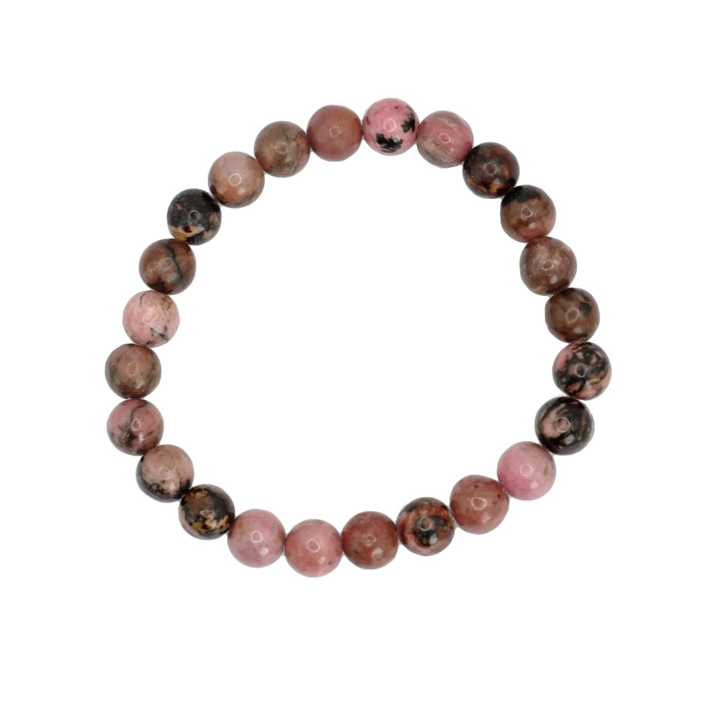 Bracelet boule en rhodonite de Madagascar de qualité AB