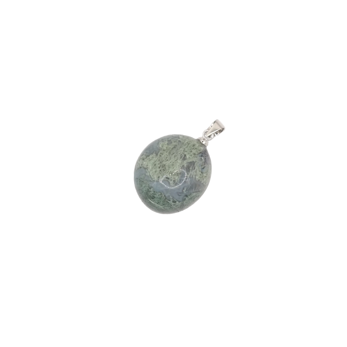 Pendentif pierre roulé en agate mousse du Brésil de qualité A