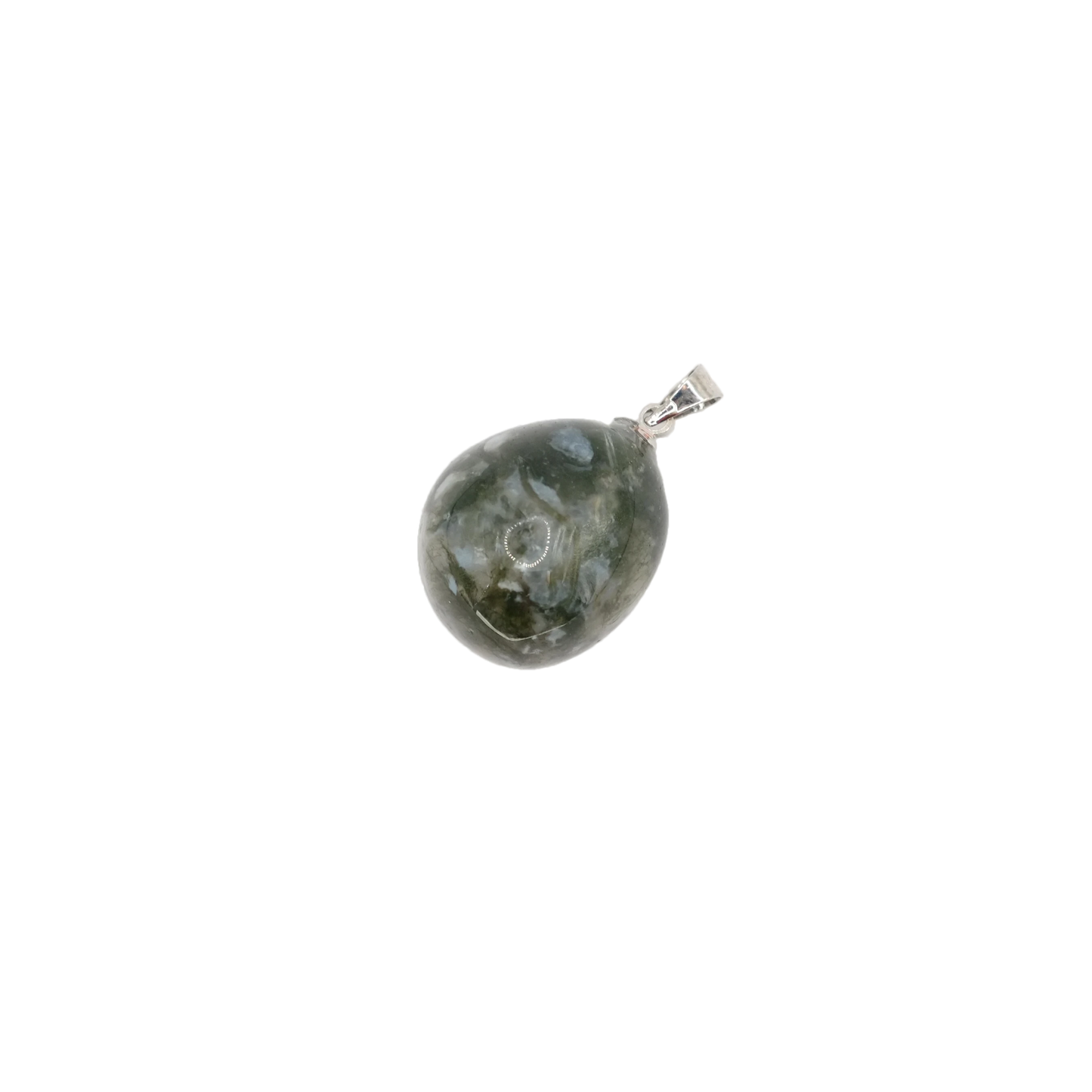 Pendentif pierre roulé en agate mousse du Brésil de qualité A