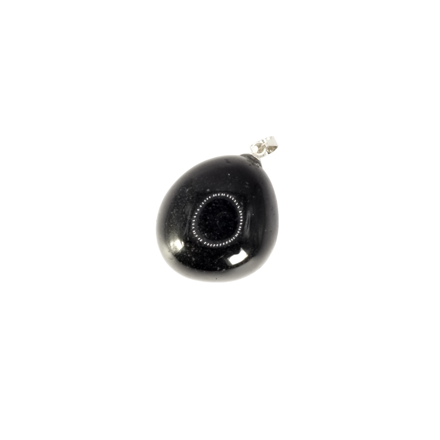 Pendentif pierre roulée en obsidienne noire du Mexique de qualité AA