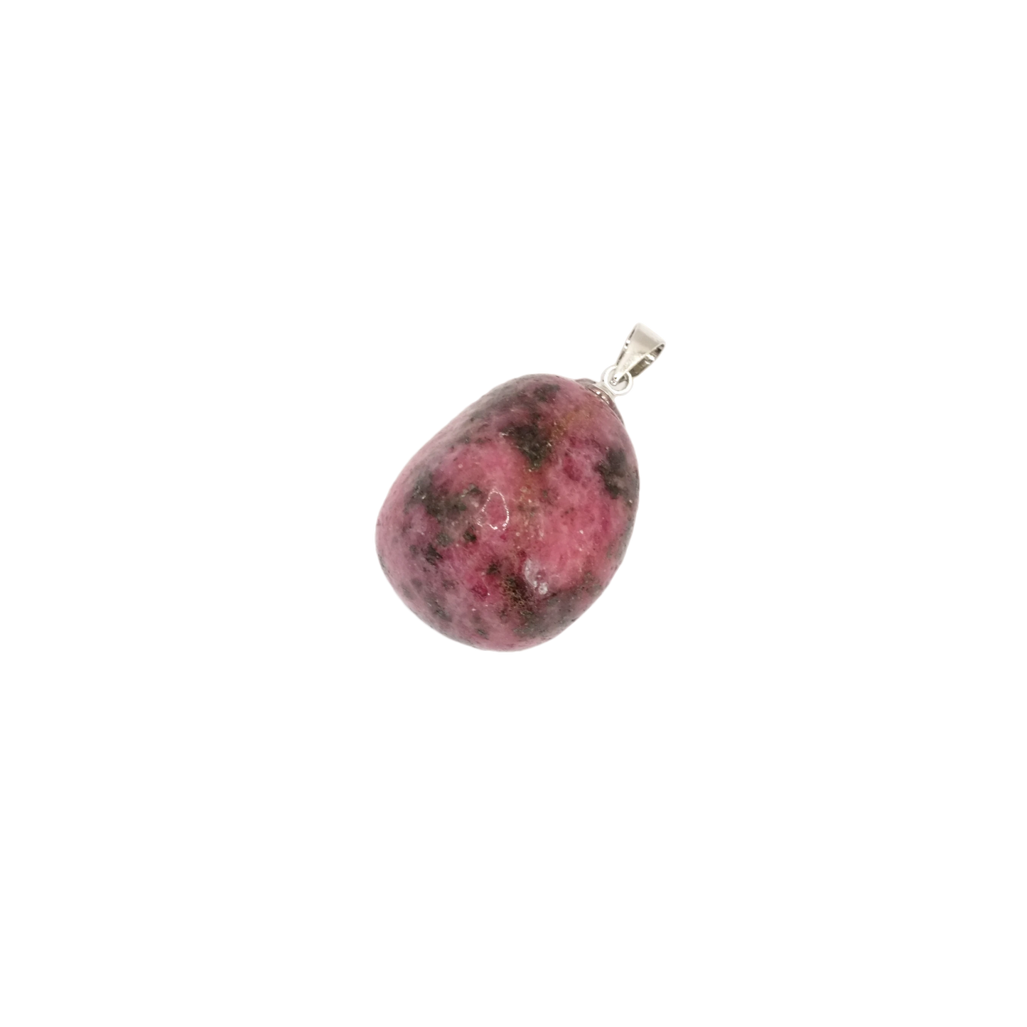 Pendentif pierre roulée en rhodonite de Madagascar de qualité A
