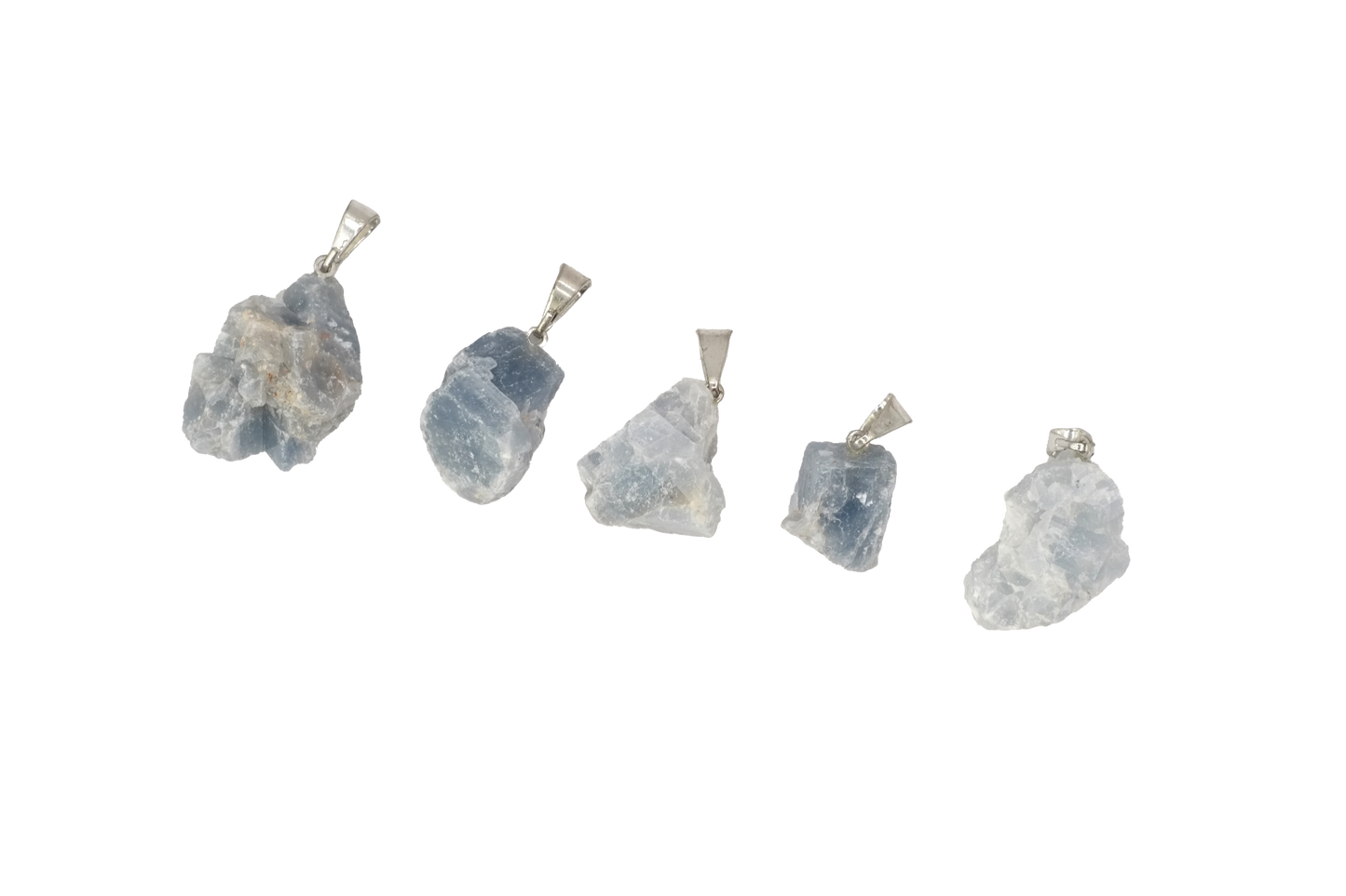 Pendentif pierre brute en calcite bleue du Mexique de qualité A