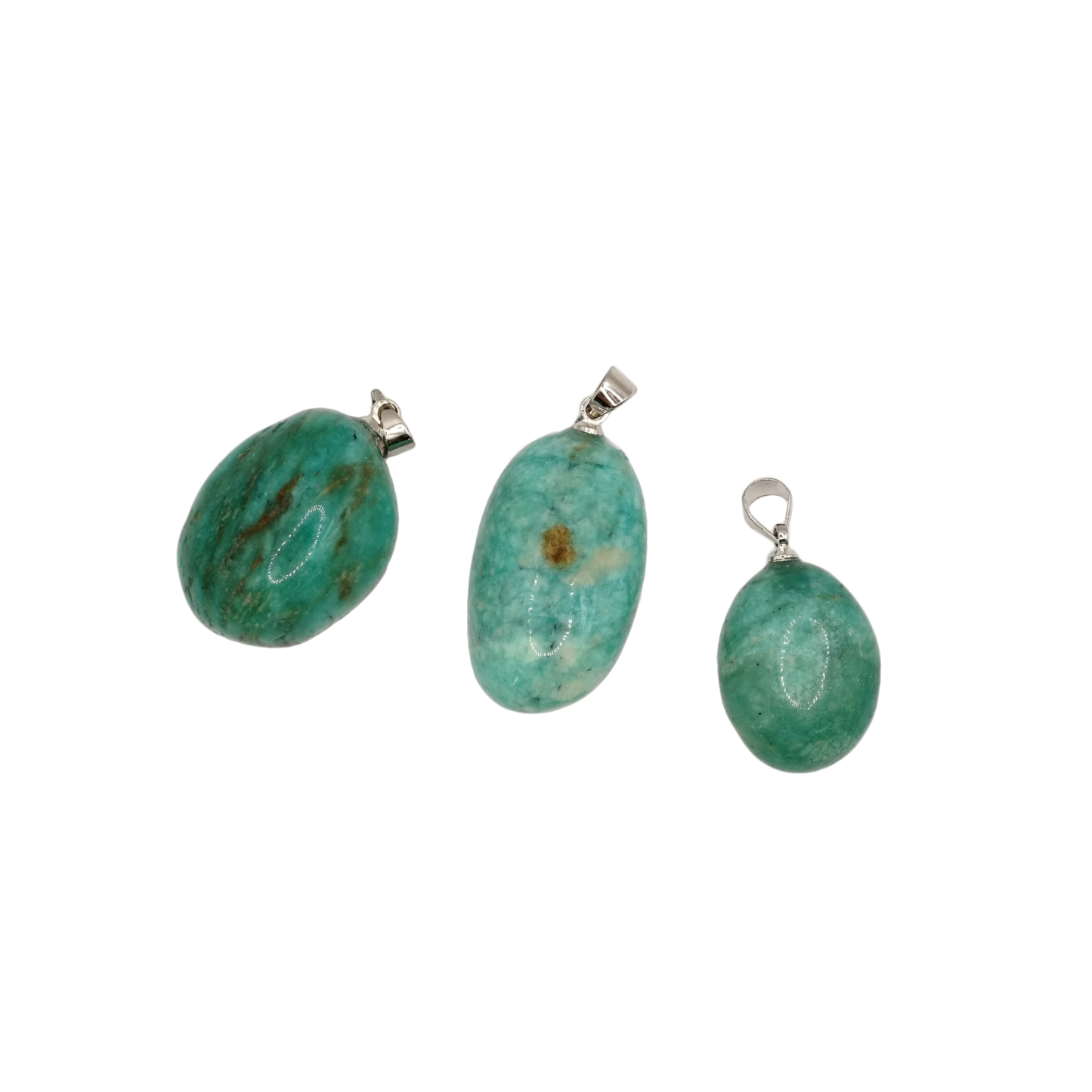 Pendentifs pierre roulée en amazonite du Pérou de qualité A