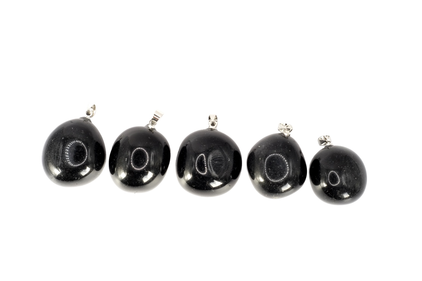 Pendentifs pierre roulée en obsidienne noire du Mexique de qualité AA