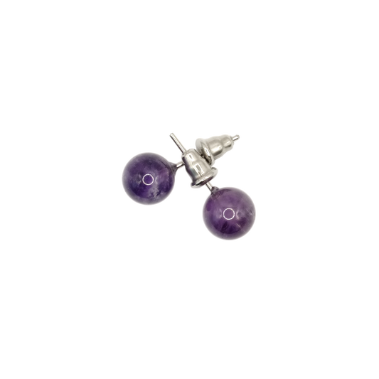 Boucles d'oreilles boule améthyste 8mm