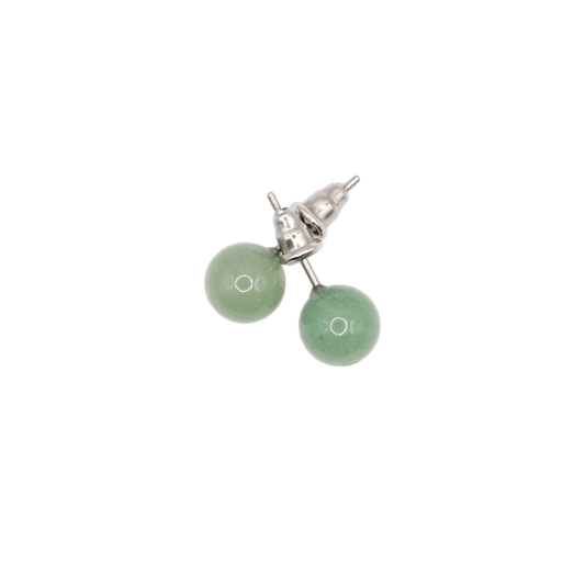 Boucles d'oreilles boule aventurine verte 8mm