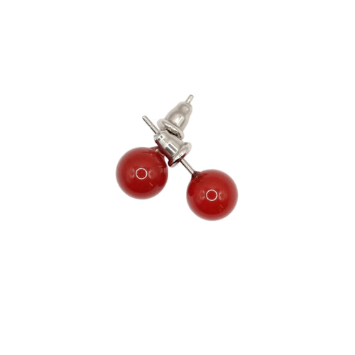 Boucles d'oreilles boule en cornaline du Brésil.