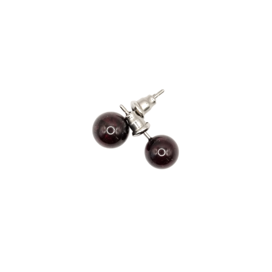 Boucles d'oreilles boule grenat rouge 8mm