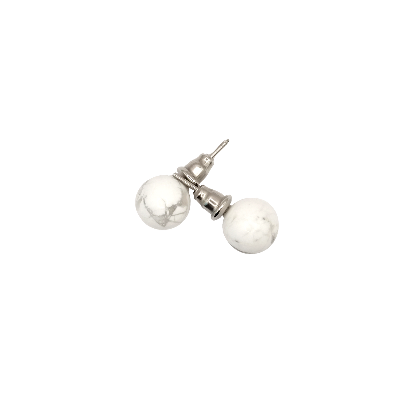 Boucles d'oreilles boule howlite 8mm