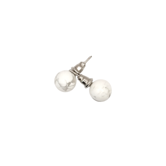 Boucles d'oreilles boule howlite 8mm