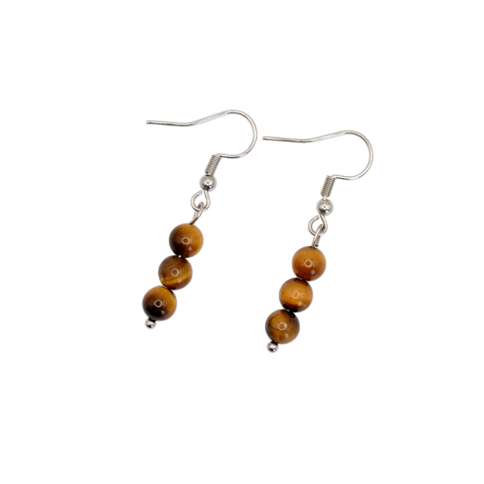 Boucles d'oreilles boules oeil de tigre 6mm