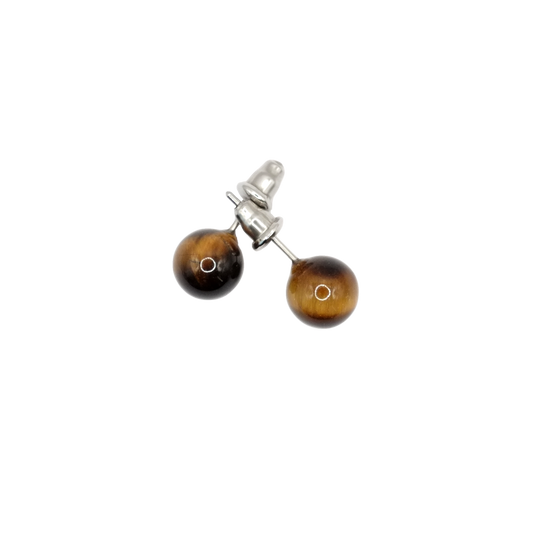 Boucles d'oreilles boule oeil de tigre 8mm