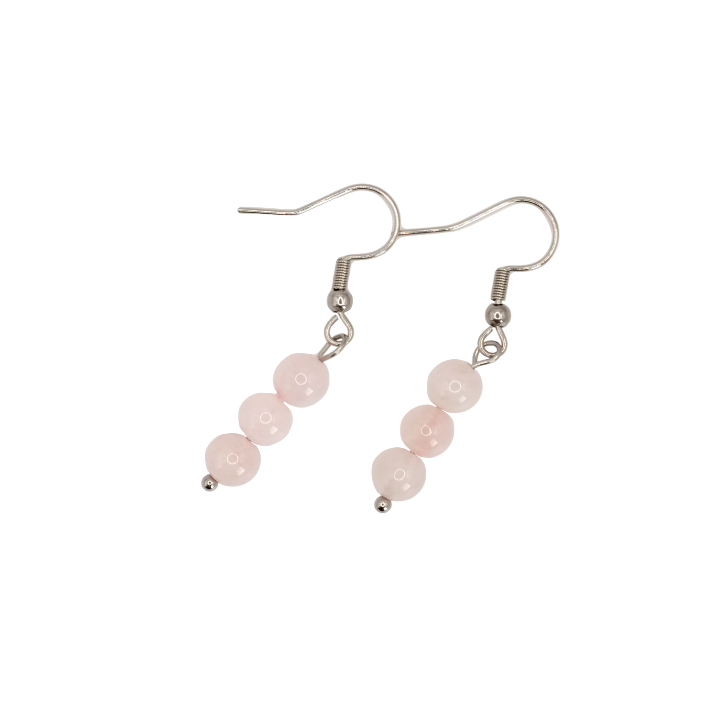 Boucles d'oreilles boules quartz rose 6mm