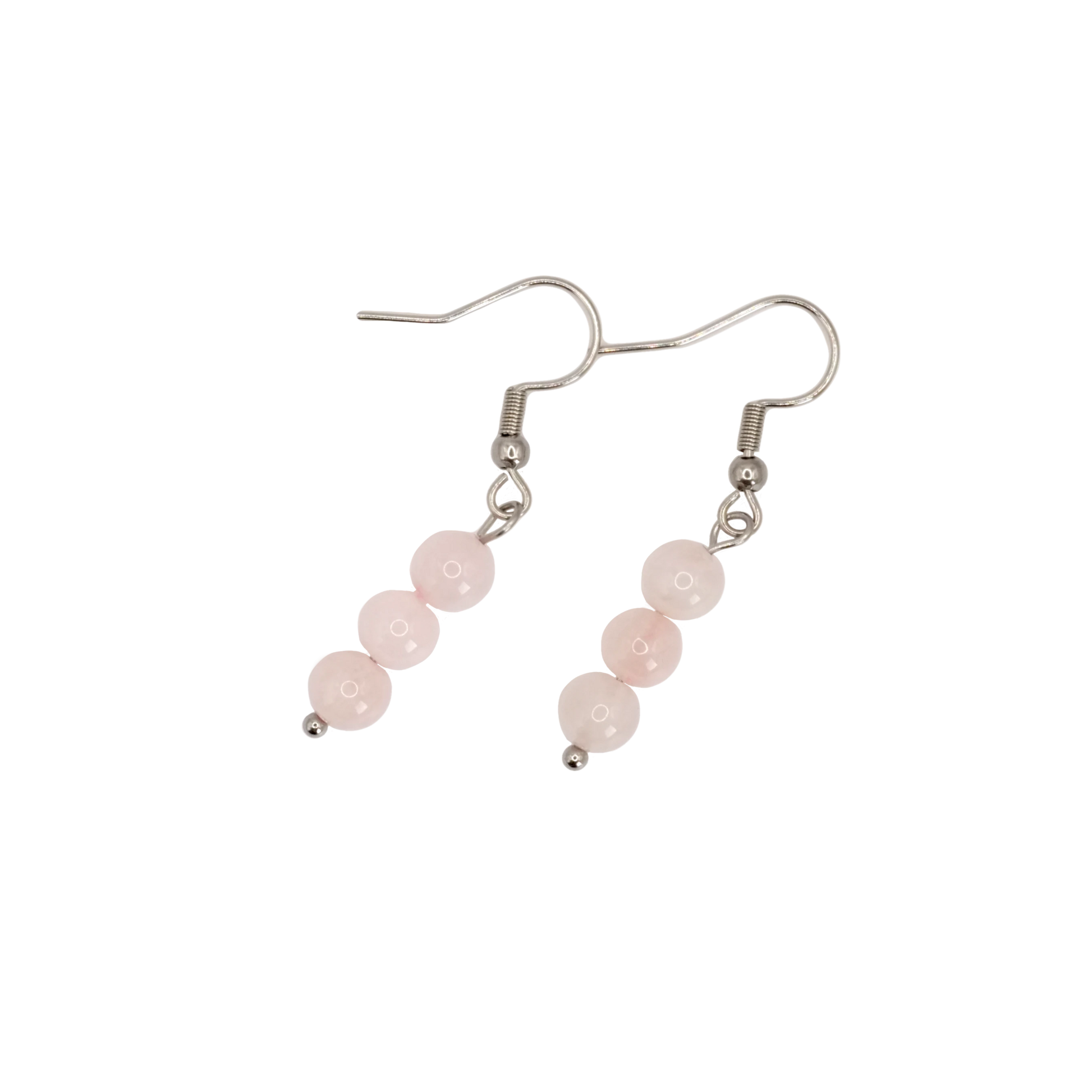 Boucles d'oreilles boules quartz rose 6mm