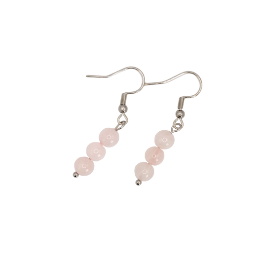 Boucles d'oreilles boules quartz rose 6mm