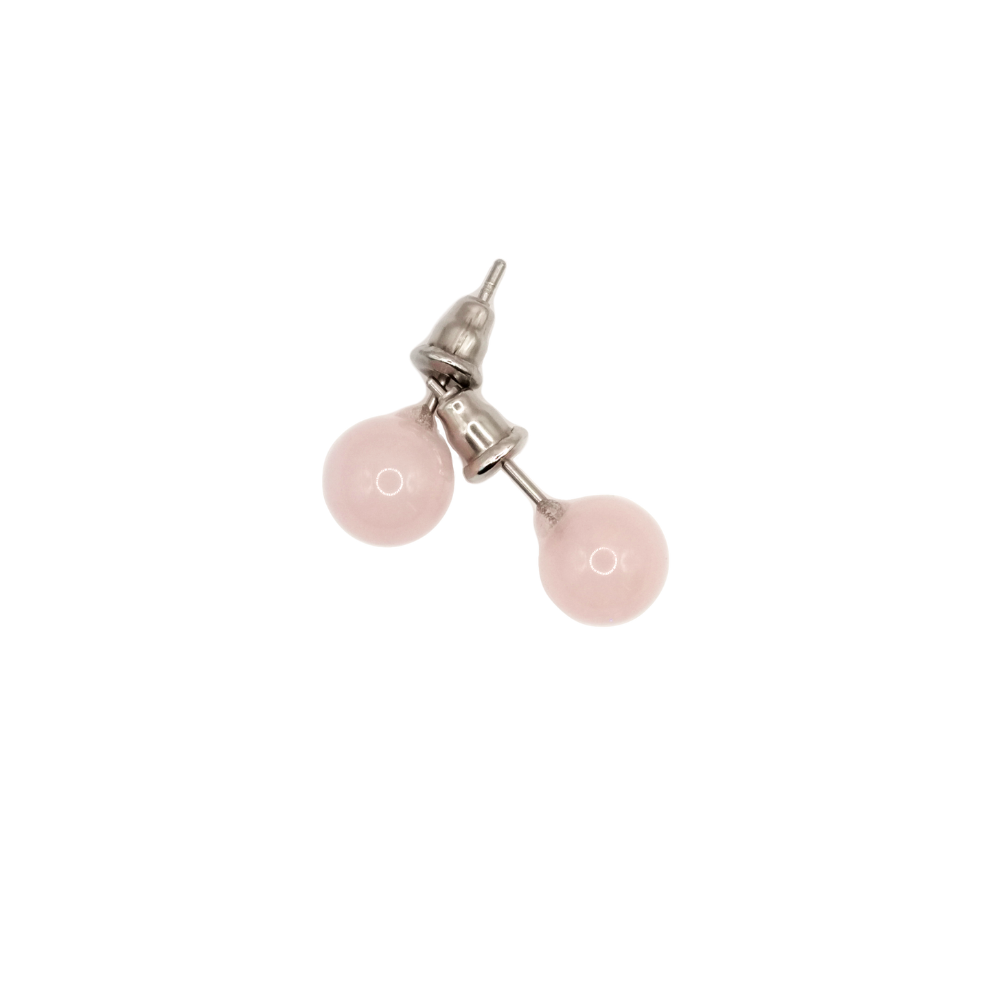 Boucles d'oreilles boule quartz rose 8mm
