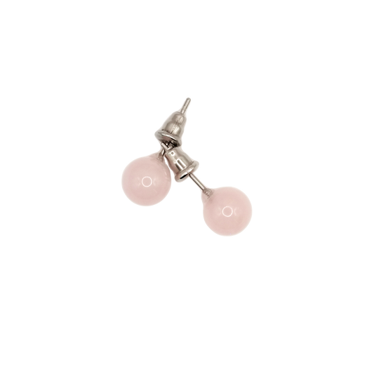 Boucles d'oreilles boule quartz rose 8mm