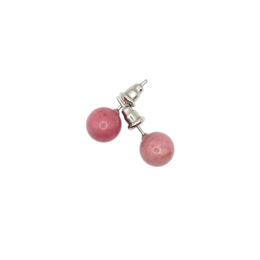 Boucles d'oreilles boule rhodonite 8mm