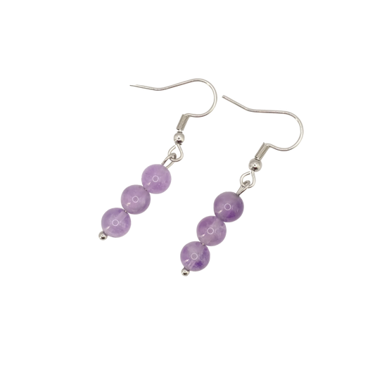 Boucles d'oreilles boules améthyste 6mm