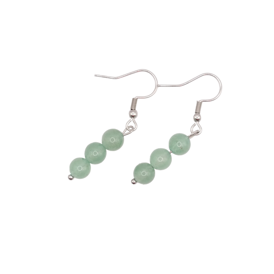 Boucles d'oreilles boules aventurine 6mm