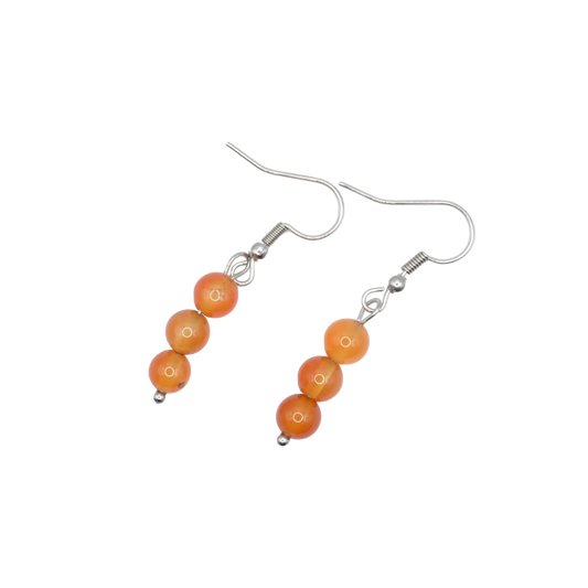 Boucles d'oreilles boules cornaline 6mm