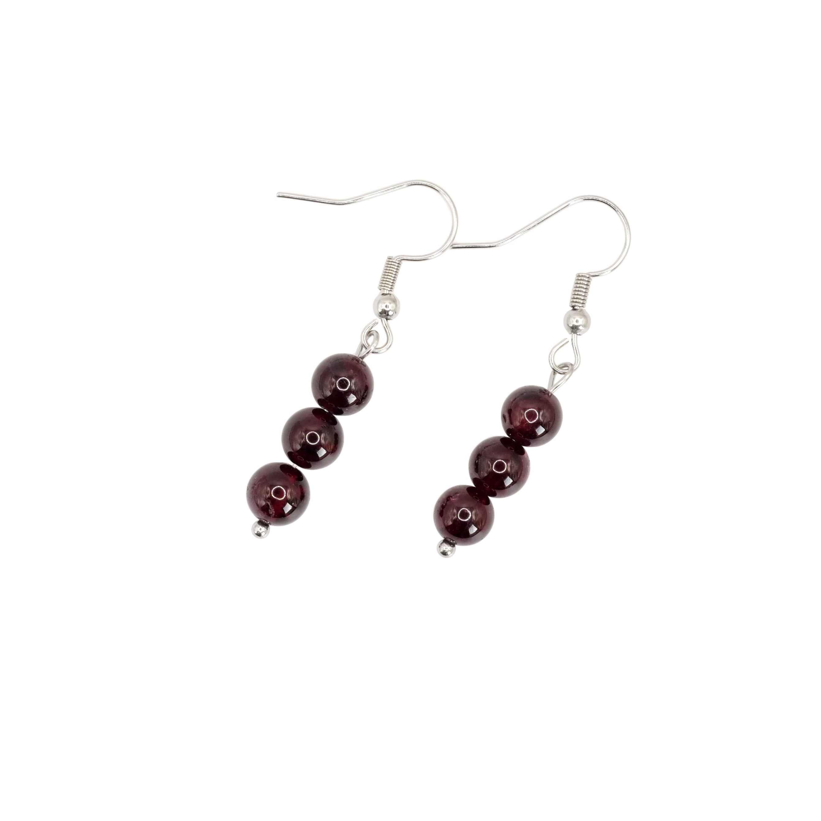 Boucles d'oreilles boules pendantes en grenat rouge du Pakistan de qualité AA.