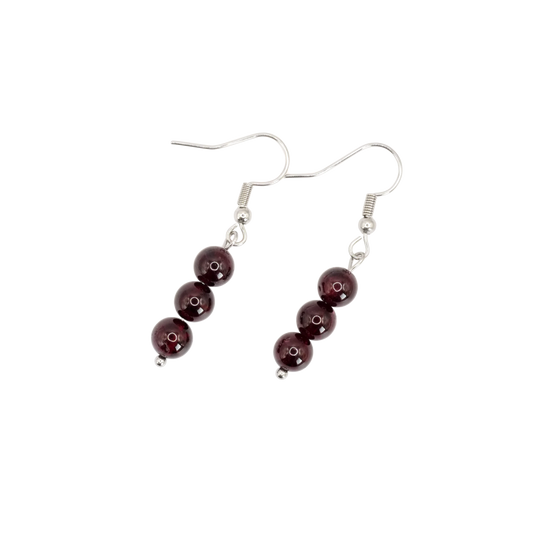 Boucles d'oreilles boules grenat rouge 6mm