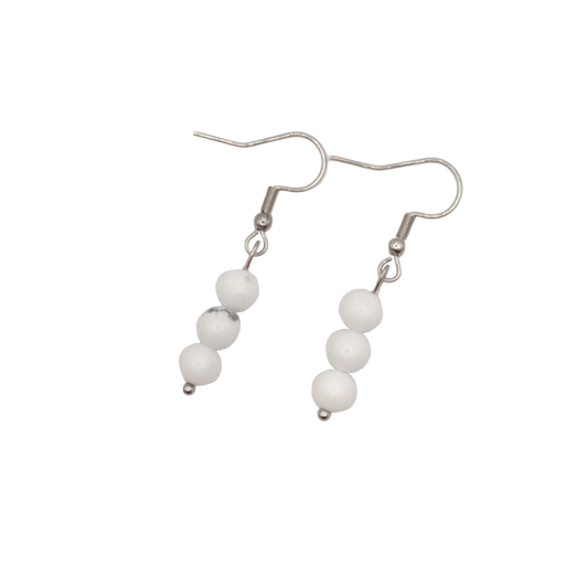 Boucles d'oreilles boules howlite 6mm