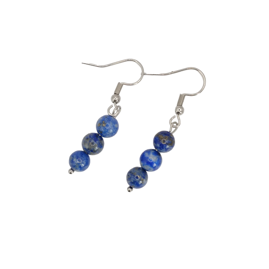 Boucles d'oreilles boules lapis lazuli 6mm