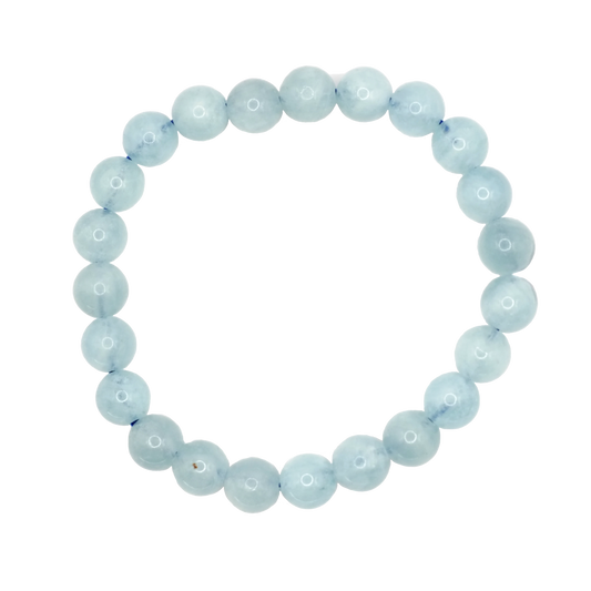 Bracelet boule aigue-marine 8mm