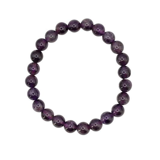 Bracelet boule 8mm en améthyste d'Uruguay de qualité A+