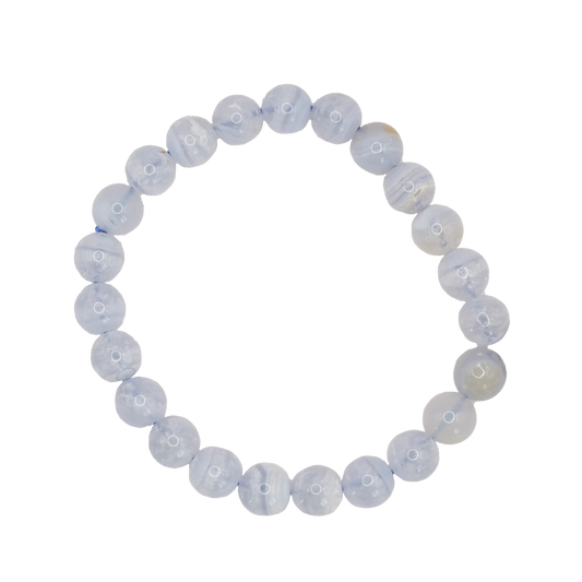 Bracelet boule en calcédoine bleue de Namibie de qualité AA