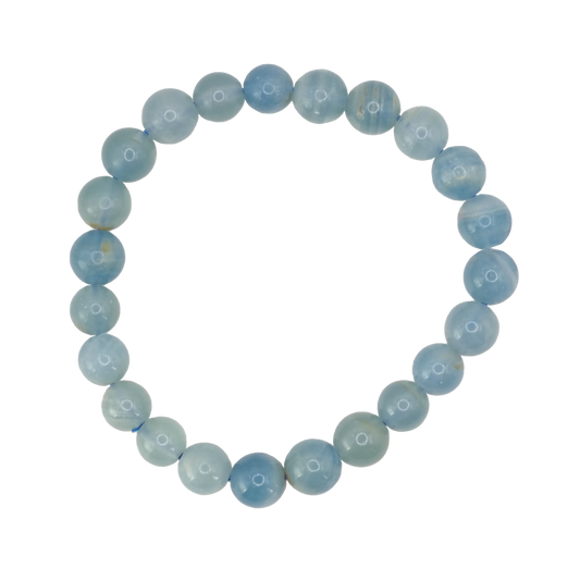 Bracelet boule en calcite bleue du Mexique de qualité AAA