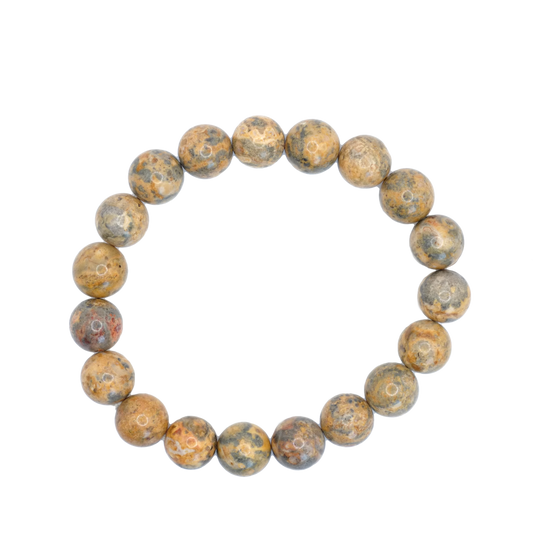 Bracelet boule en jaspe léopard du Brésil de qualité A+