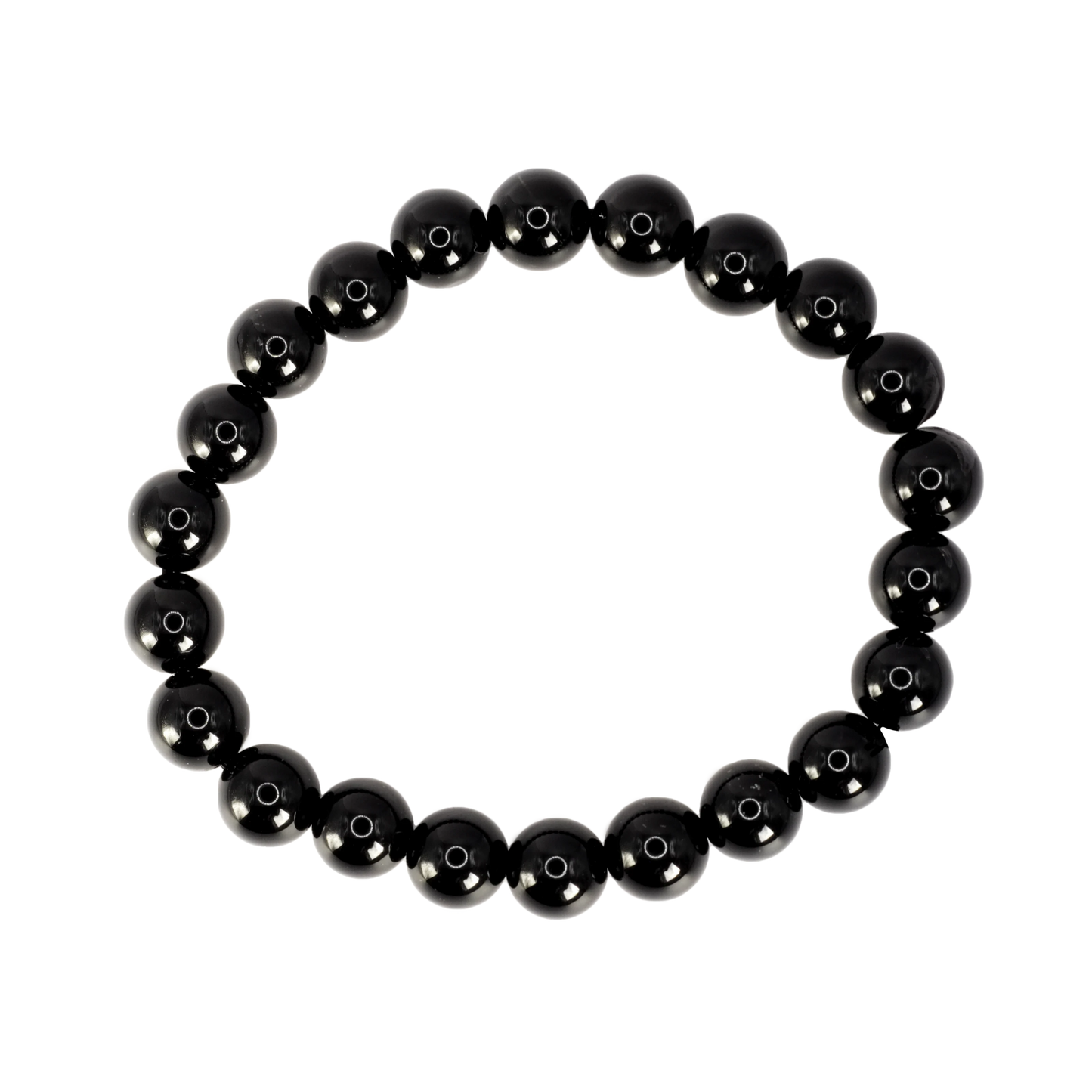Bracelet boule en obsidienne noire du Mexique de qualité A